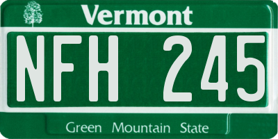 VT license plate NFH245