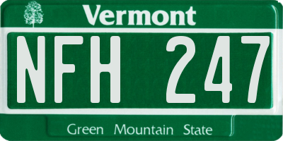 VT license plate NFH247