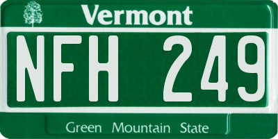 VT license plate NFH249