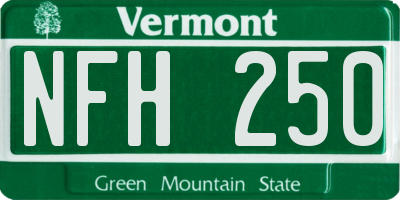 VT license plate NFH250