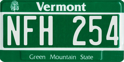 VT license plate NFH254
