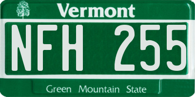 VT license plate NFH255