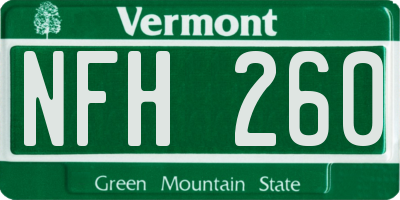VT license plate NFH260