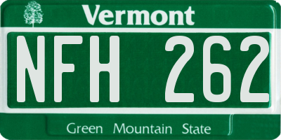 VT license plate NFH262