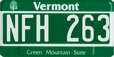 VT license plate NFH263