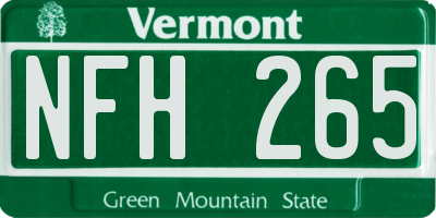 VT license plate NFH265