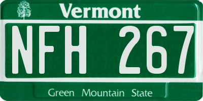 VT license plate NFH267