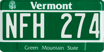 VT license plate NFH274