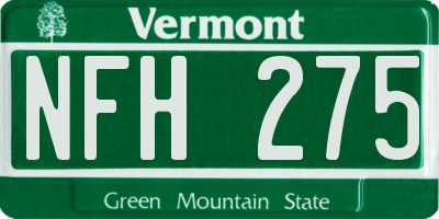 VT license plate NFH275