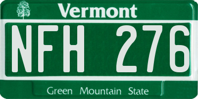 VT license plate NFH276