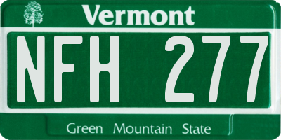 VT license plate NFH277