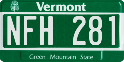 VT license plate NFH281