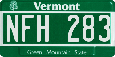 VT license plate NFH283