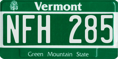 VT license plate NFH285