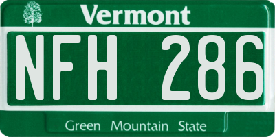 VT license plate NFH286