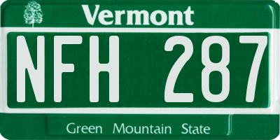 VT license plate NFH287