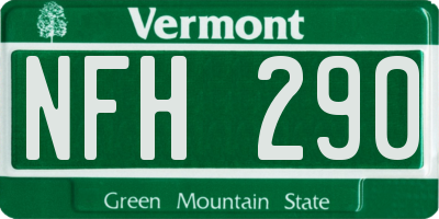 VT license plate NFH290
