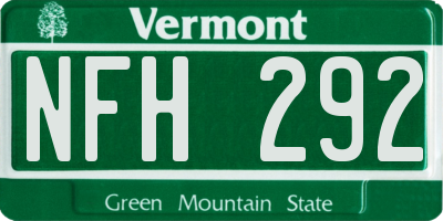 VT license plate NFH292