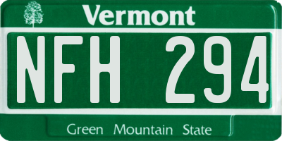 VT license plate NFH294