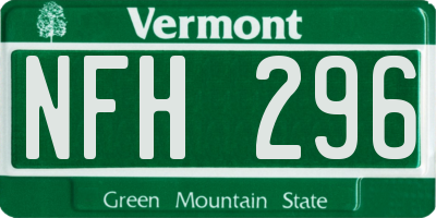 VT license plate NFH296