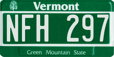VT license plate NFH297
