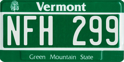 VT license plate NFH299