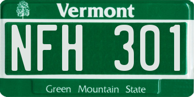 VT license plate NFH301