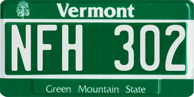 VT license plate NFH302