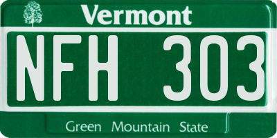 VT license plate NFH303