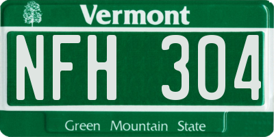 VT license plate NFH304