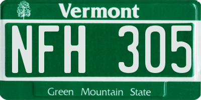 VT license plate NFH305