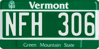 VT license plate NFH306