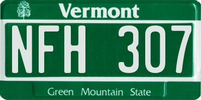 VT license plate NFH307
