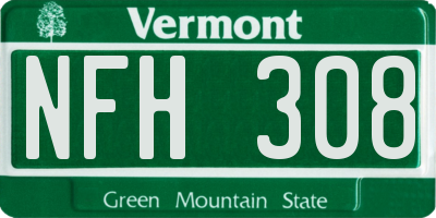 VT license plate NFH308