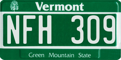 VT license plate NFH309