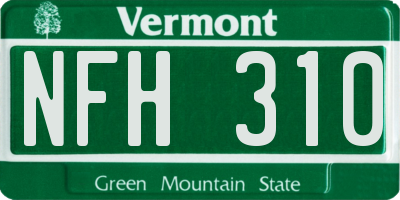 VT license plate NFH310