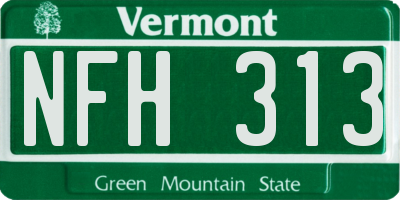 VT license plate NFH313