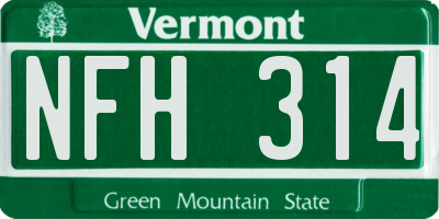 VT license plate NFH314