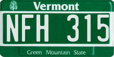 VT license plate NFH315