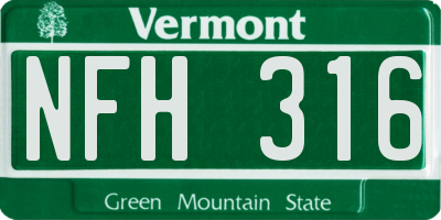 VT license plate NFH316
