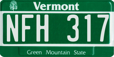 VT license plate NFH317