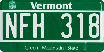 VT license plate NFH318