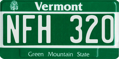 VT license plate NFH320
