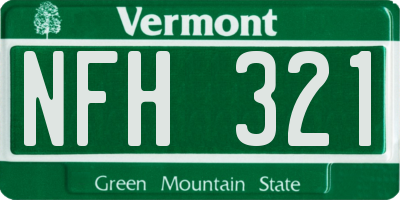 VT license plate NFH321