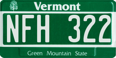 VT license plate NFH322