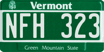 VT license plate NFH323