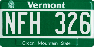VT license plate NFH326