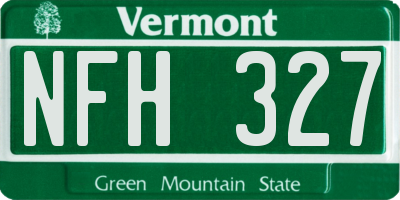 VT license plate NFH327