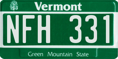 VT license plate NFH331