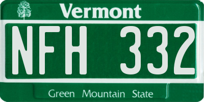 VT license plate NFH332
